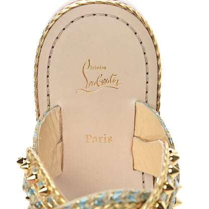 Christian Louboutin Calfskin Braided Normandie Flat Slide Sandals 37 Gold 7 of 8