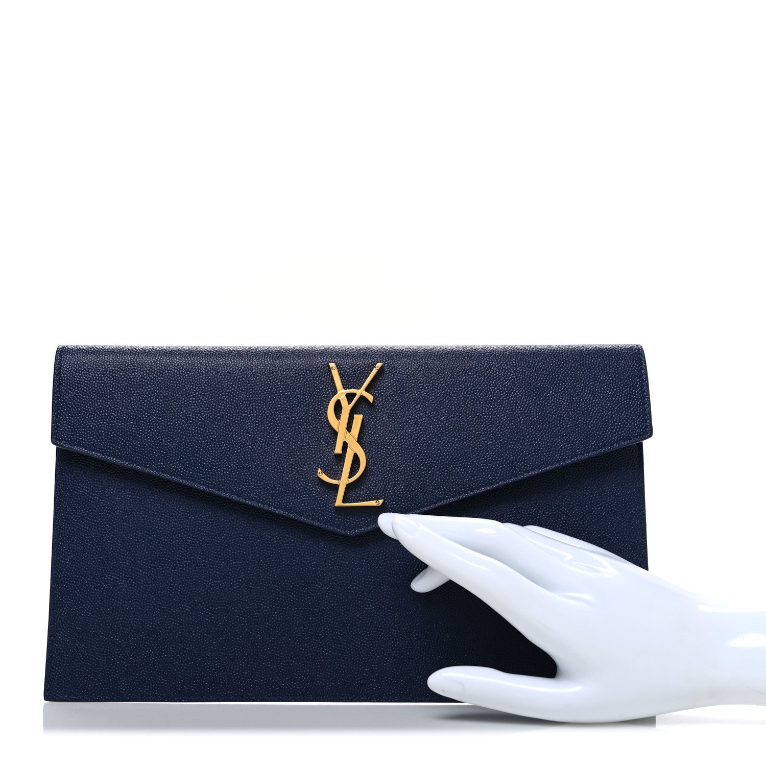 Saint Laurent Grain De Poudre Monogram Uptown Pouch Blue Charron 2 of 7