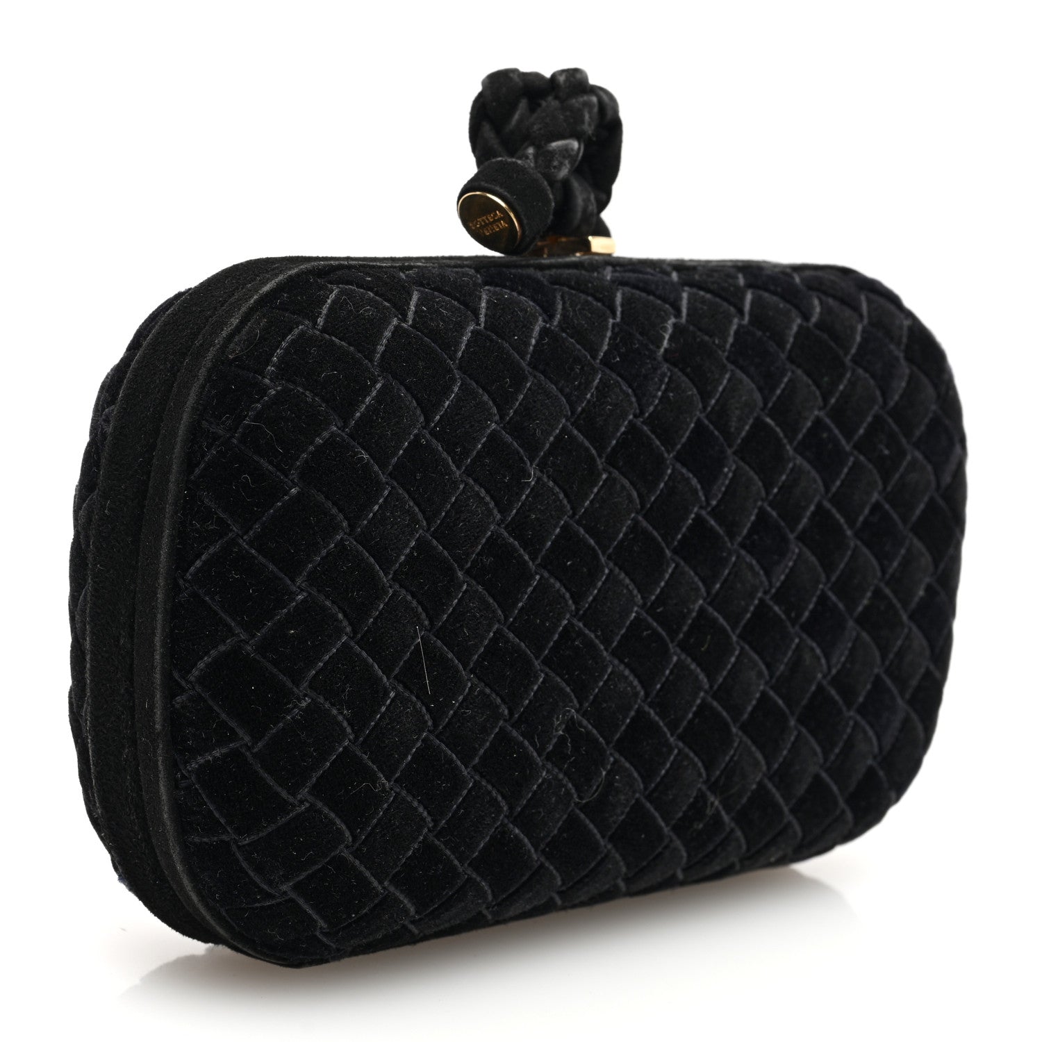 Bottega Veneta Velvet Intreccio Knot Clutch Black 3 of 9