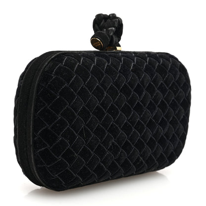 Bottega Veneta Velvet Intreccio Knot Clutch Black 3 of 9