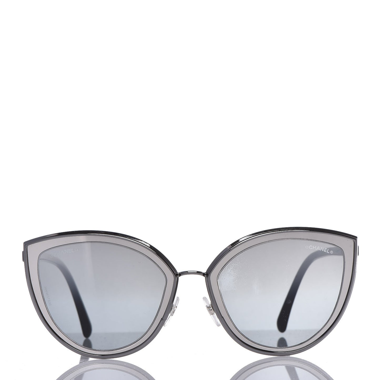 Metal Cat Eye Sunglasses 4222 Silver Black
