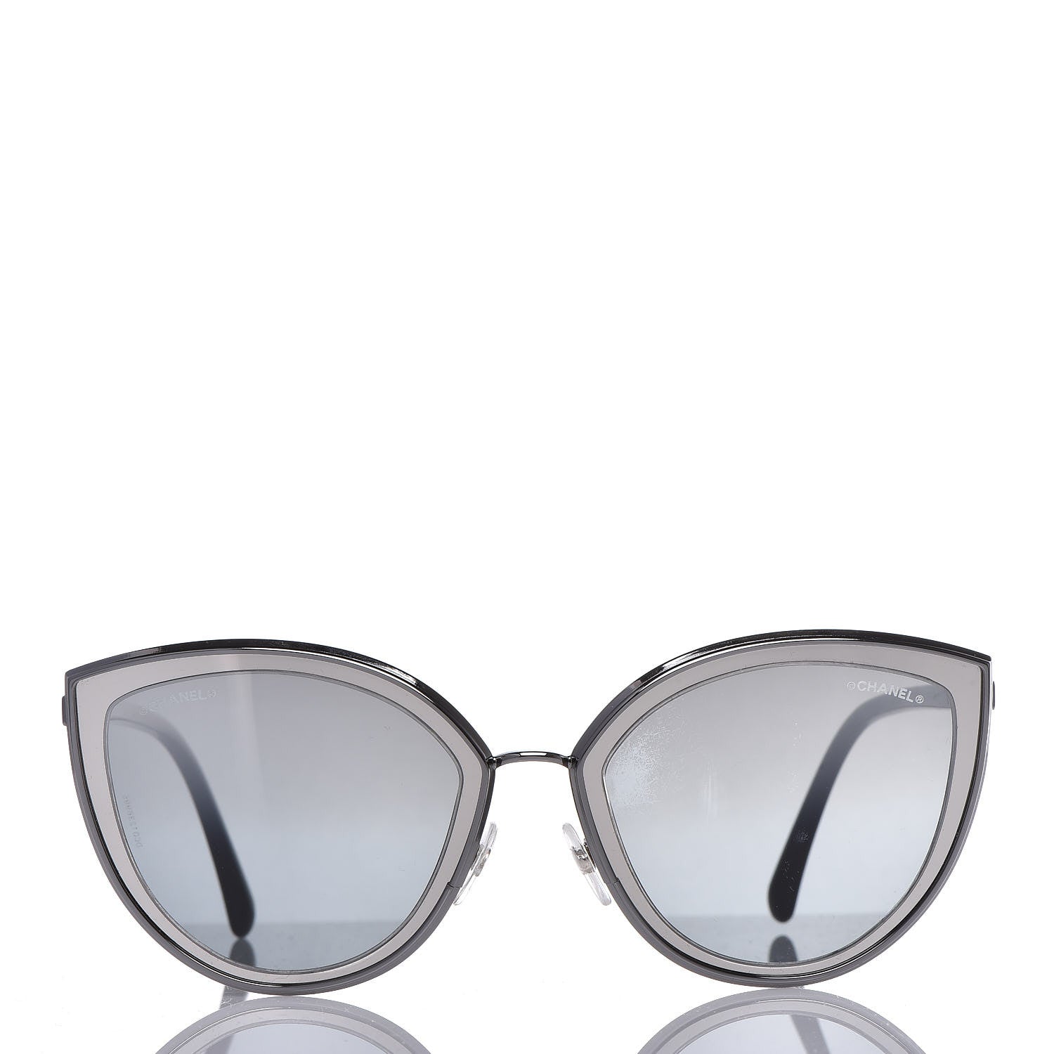 Chanel Metal Cat Eye Sunglasses 4222 Silver Black 3 of 10