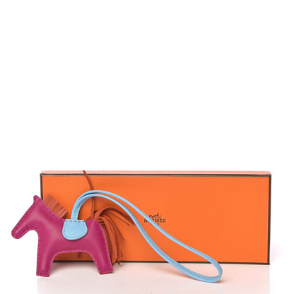 Hermes Milo Lambskin Grigri Rodeo Horse Bag Charm PM Rose Pourpre Cornaline Celeste 5 of 5