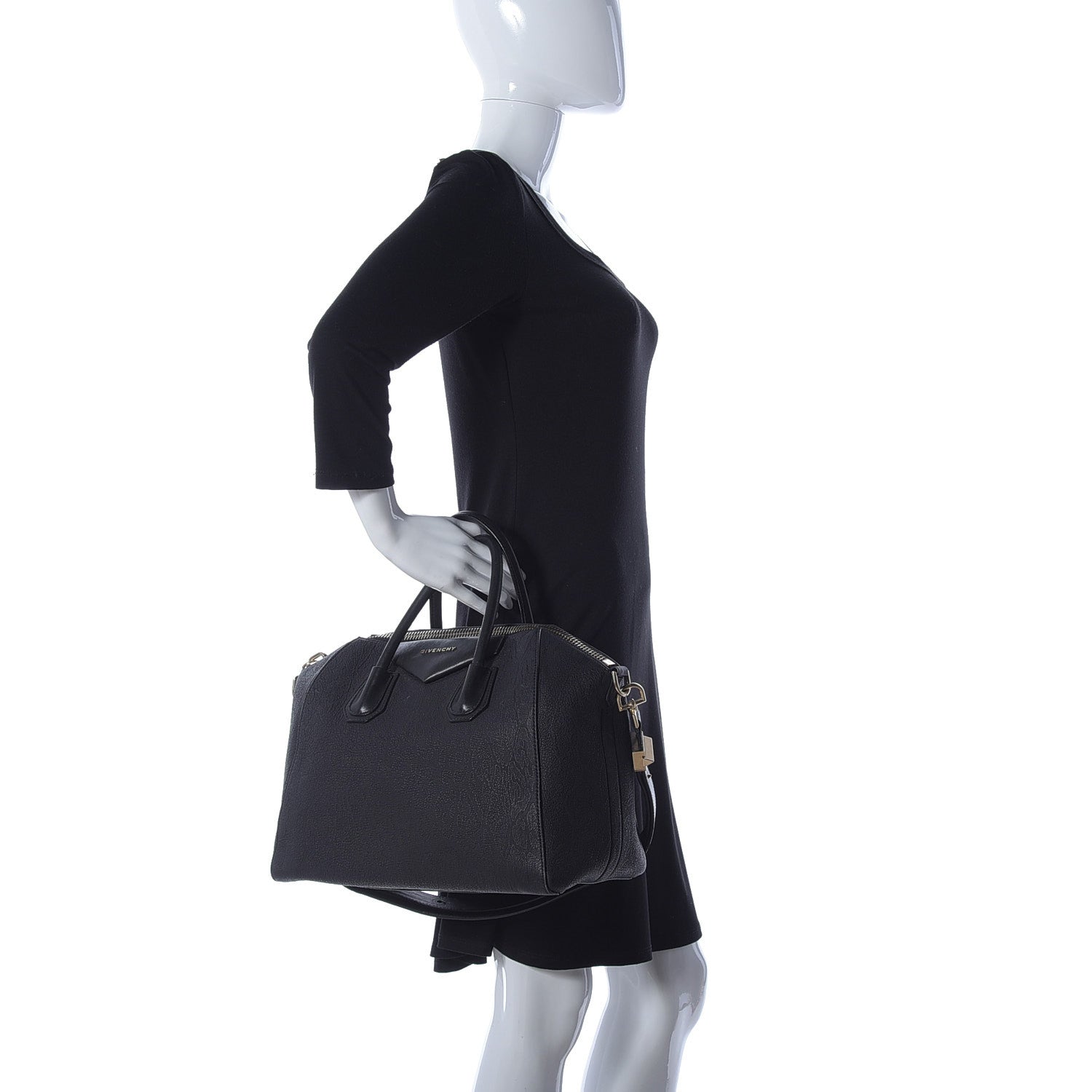 Givenchy Goatskin Embossed Small Antigona Black 3 of 9
