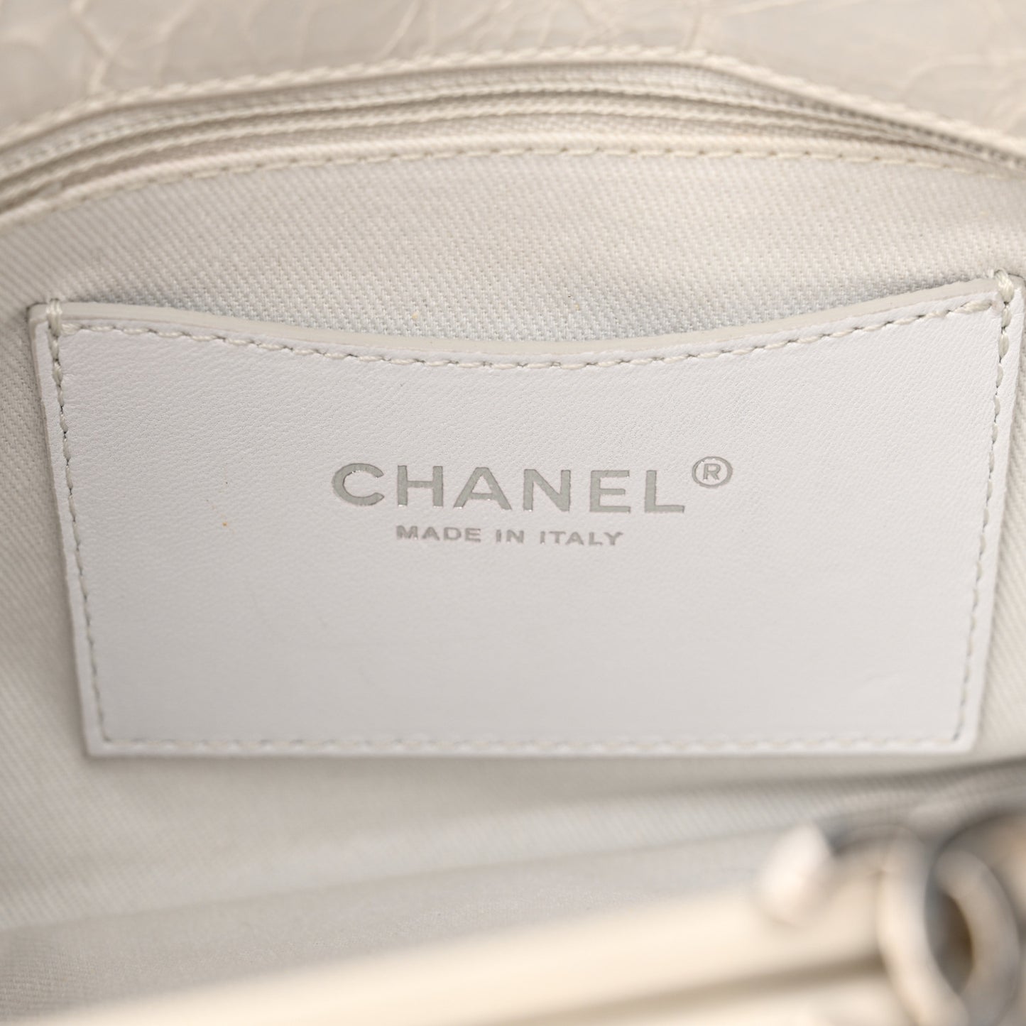 Glazed Calfskin Quilted Medium Just Mademoiselle Bowling Bag White