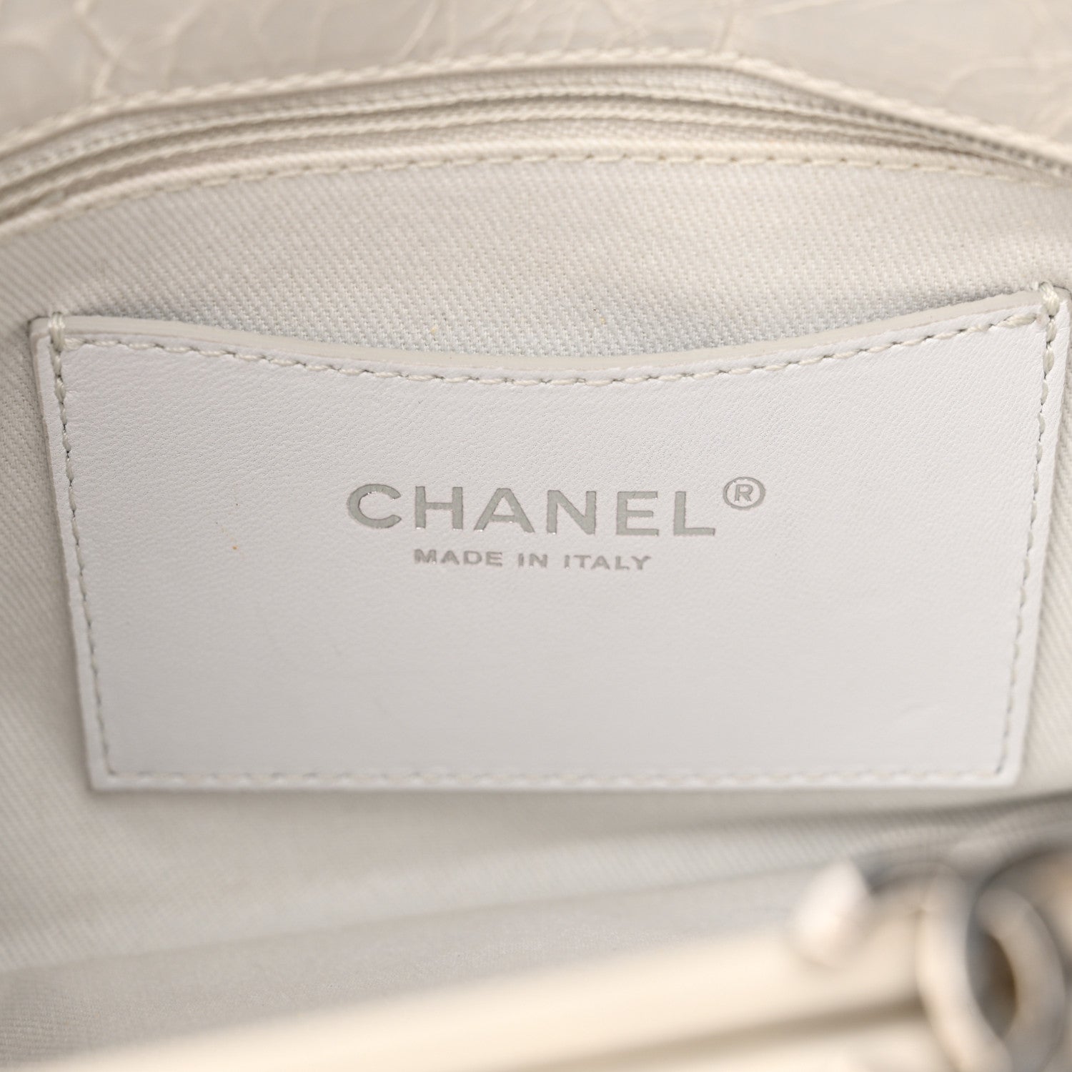 Chanel Glazed Calfskin Quilted Medium Just Mademoiselle Bowling Bag White 6 of 19