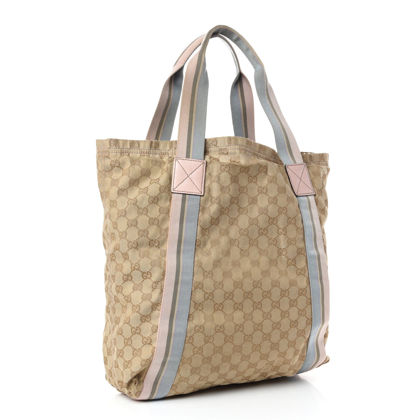 GG Monogram Medium Web Handle Vertical Tote Pink Blue