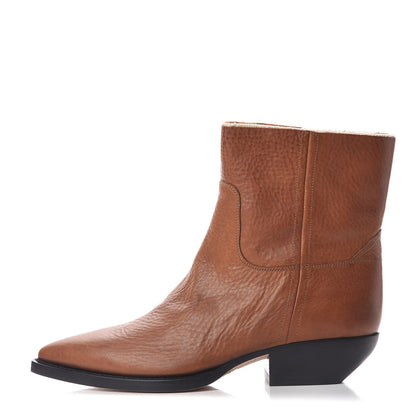 Saint Laurent Calfskin Theo Ankle Boots 38.5 Cognac 1 of 16