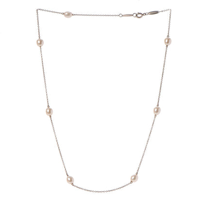 Tiffany Sterling Silver 5.5-6mm Elsa Peretti Pearls By The Yard Necklace 3 of 7