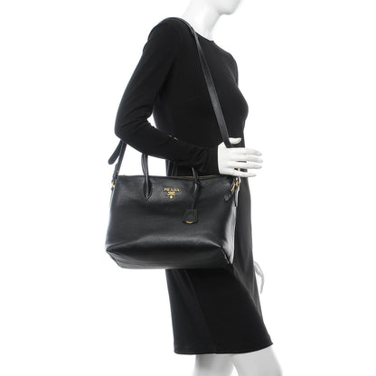 Prada Vitello Phenix Top Handle Bag Black 2 of 8