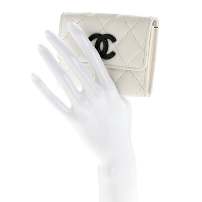 Chanel Caviar Quilted My Everything Flap Card Holder Wallet White Black 2 of 9