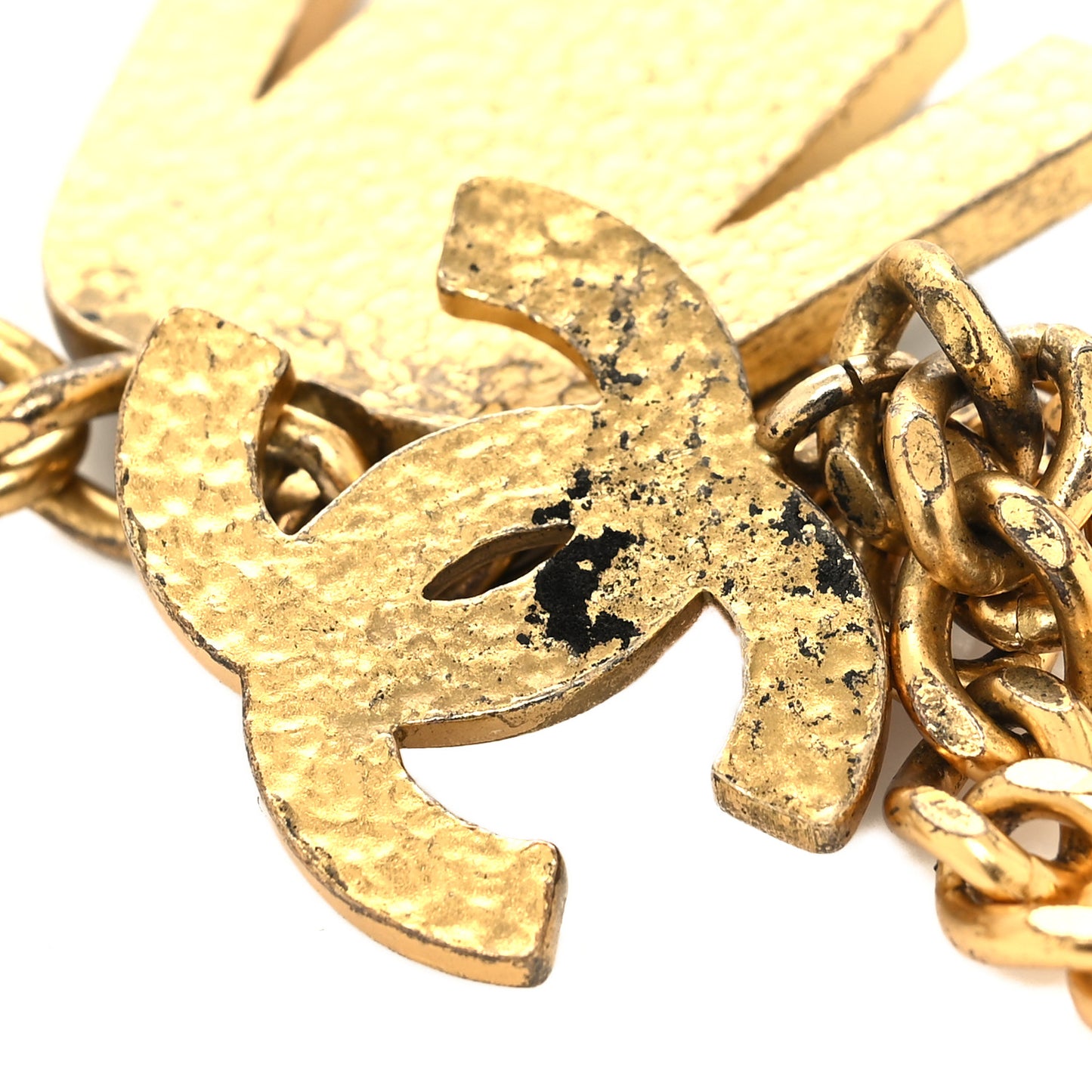 Metal Enamel Chain Logo Charm Belt Gold Black