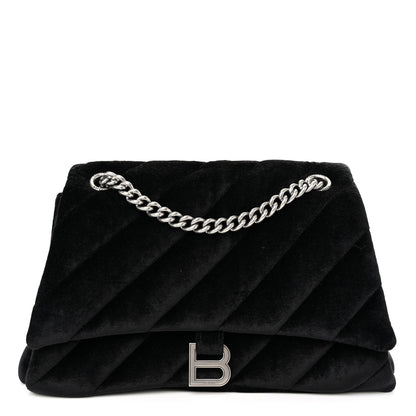 Balenciaga Crushed Velvet Quilted Medium Crush Chain Bag Black 1 of 9