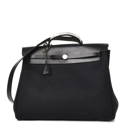 Hermes Toile Vache Calfskin Herbag 40 GM Black 1 of 15