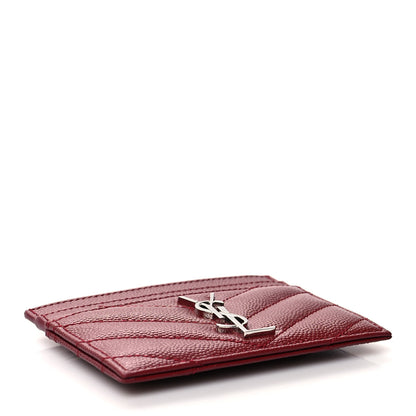 Saint Laurent Grain De Poudre Matelasse Chevron Monogram Credit Card Case Opyum Red 4 of 8