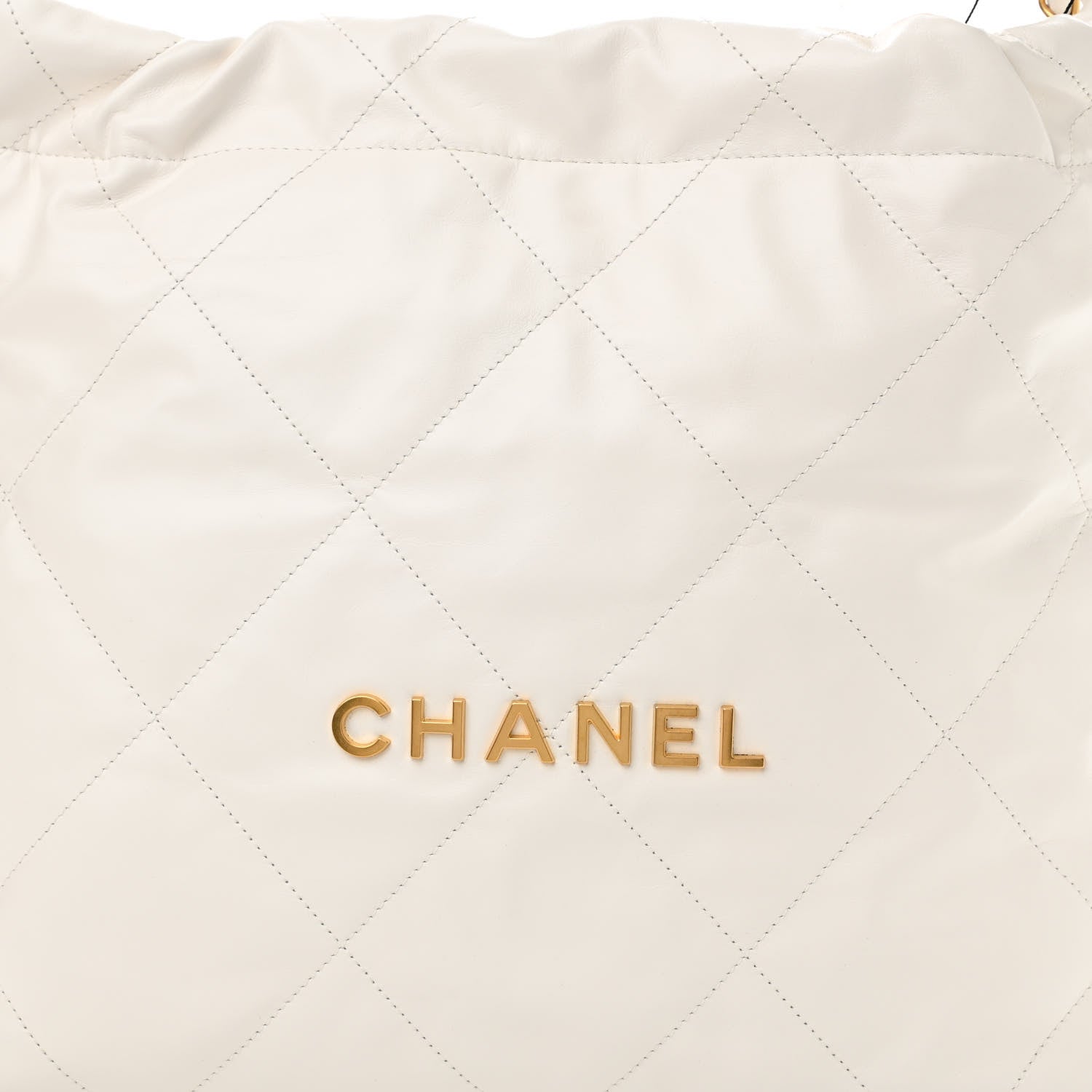 Chanel Shiny Calfskin Quilted Small Chanel 22 White 9 of 12