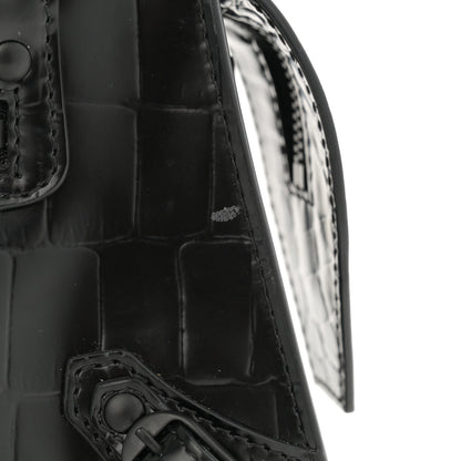 Balenciaga Semi Shiny Calfskin Crocodile Embossed Neo Classic Black Hardware Mini City Black 12 of 15