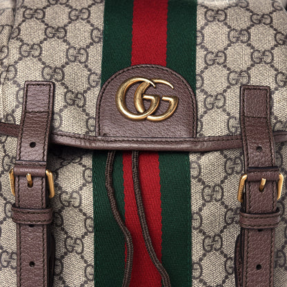 Gucci GG Supreme Monogram Medium Ophidia Double Buckle Backpack Brown 8 of 13
