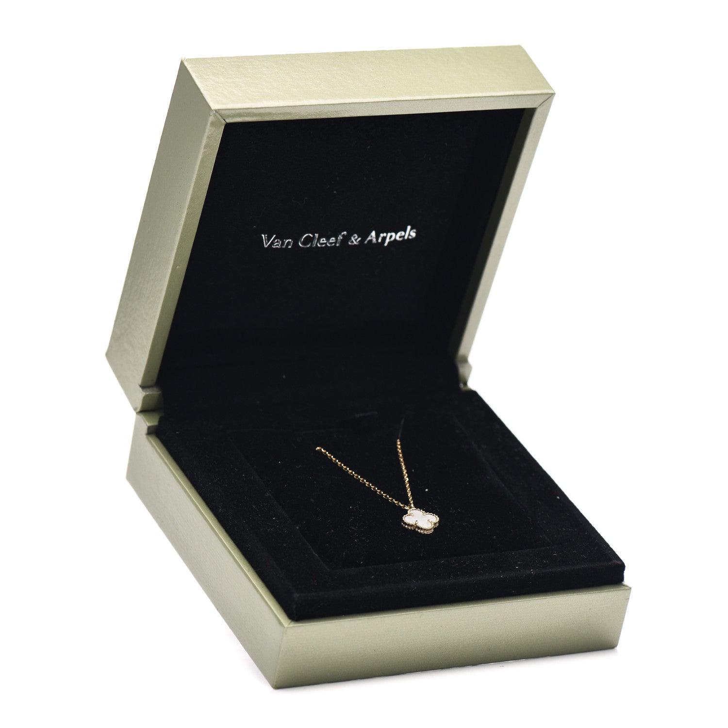 Van Cleef & Arpels 18K Yellow Gold Mother of Pearl Sweet Alhambra Pendant Necklace 6 of 6