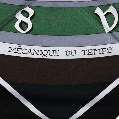 Hermes Silk Mecanique Du Temps Scarf 90 Noir Khaki Gris 3 of 9