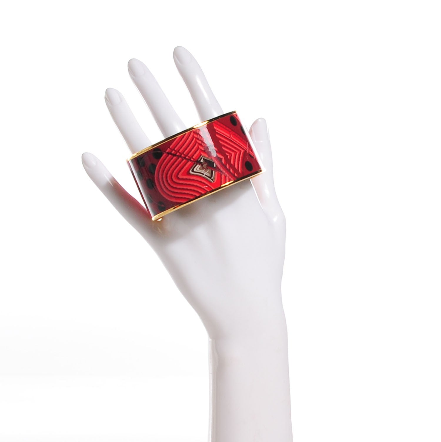 Hermes Enamel Printed Clic Clac A Pois Extra Wide Bracelet 70 Monorouge 2 of 7