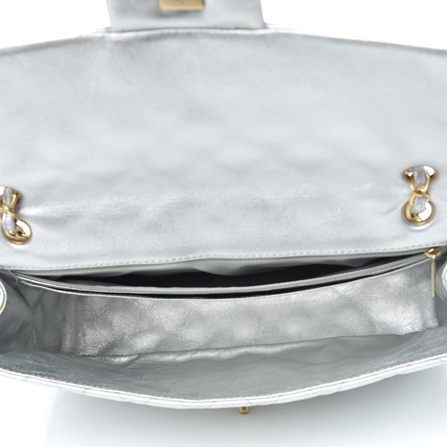 Chanel Metallic Lambskin Quilted Maxi Single Flap Silver 5 of 27