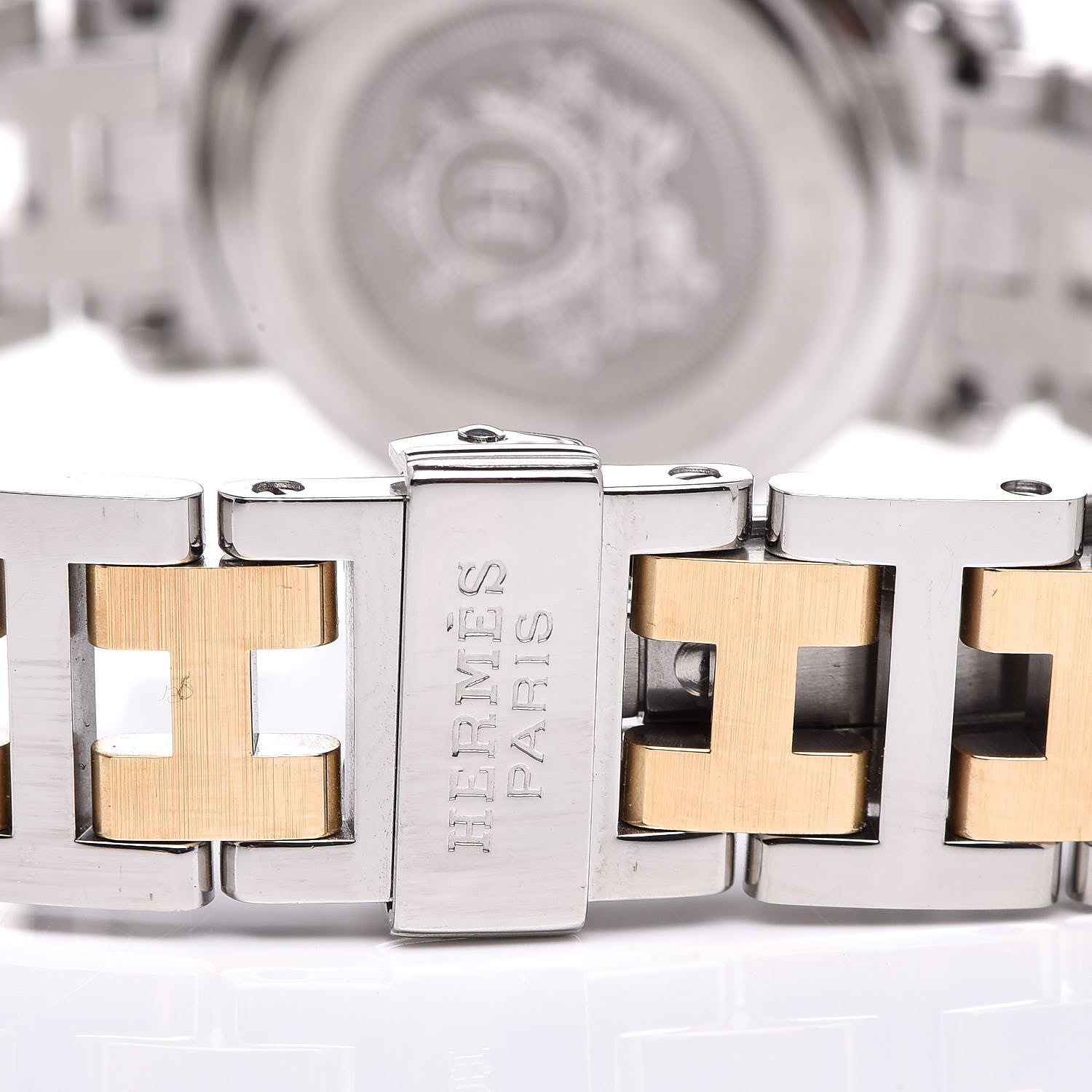 Hermes Stainless Steel 24mm Clipper Quartz Watch Gold 7 of 8