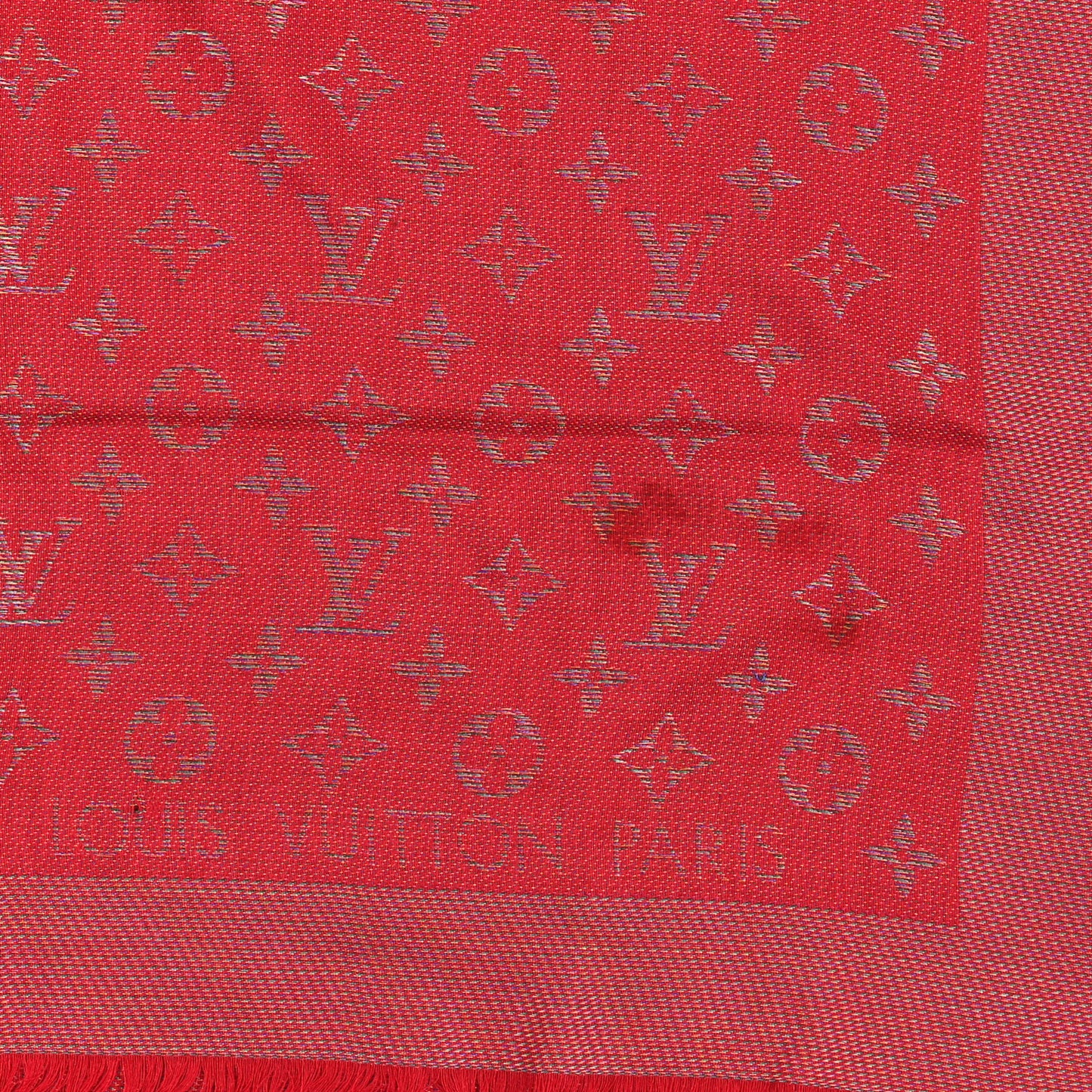 Wool Silk Monogram Rainbow Shawl Rubis