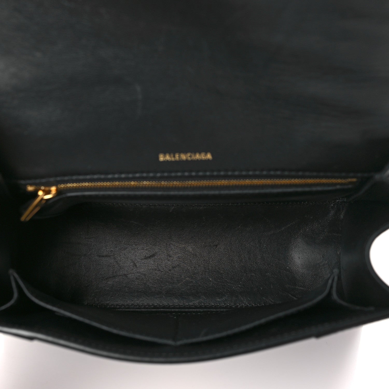 Balenciaga Shiny Box Calfskin Medium Hourglass Top Handle Bag Black 5 of 10