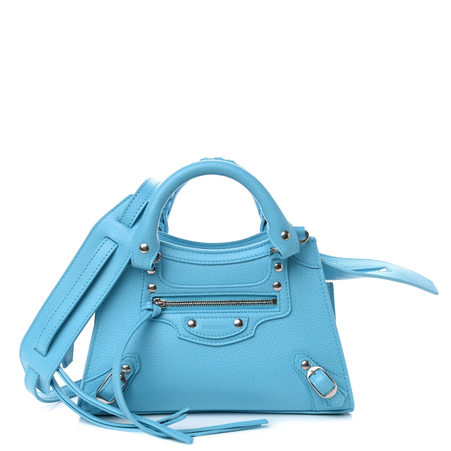 Balenciaga Grained Calfskin Neo Classic Silver Hardware Mini City Azur 1 of 4