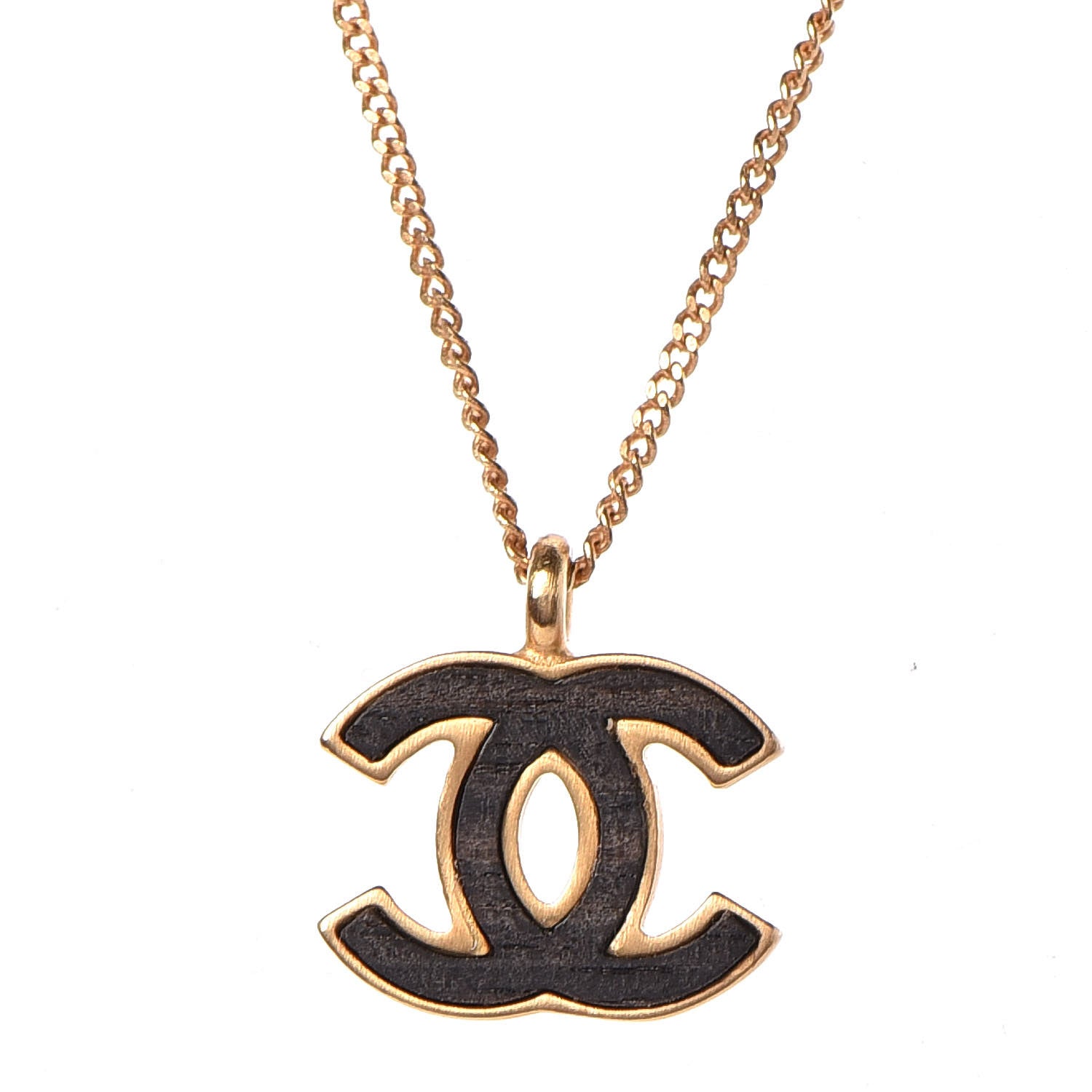 Chanel Wood CC Necklace Gold Black 4 of 7