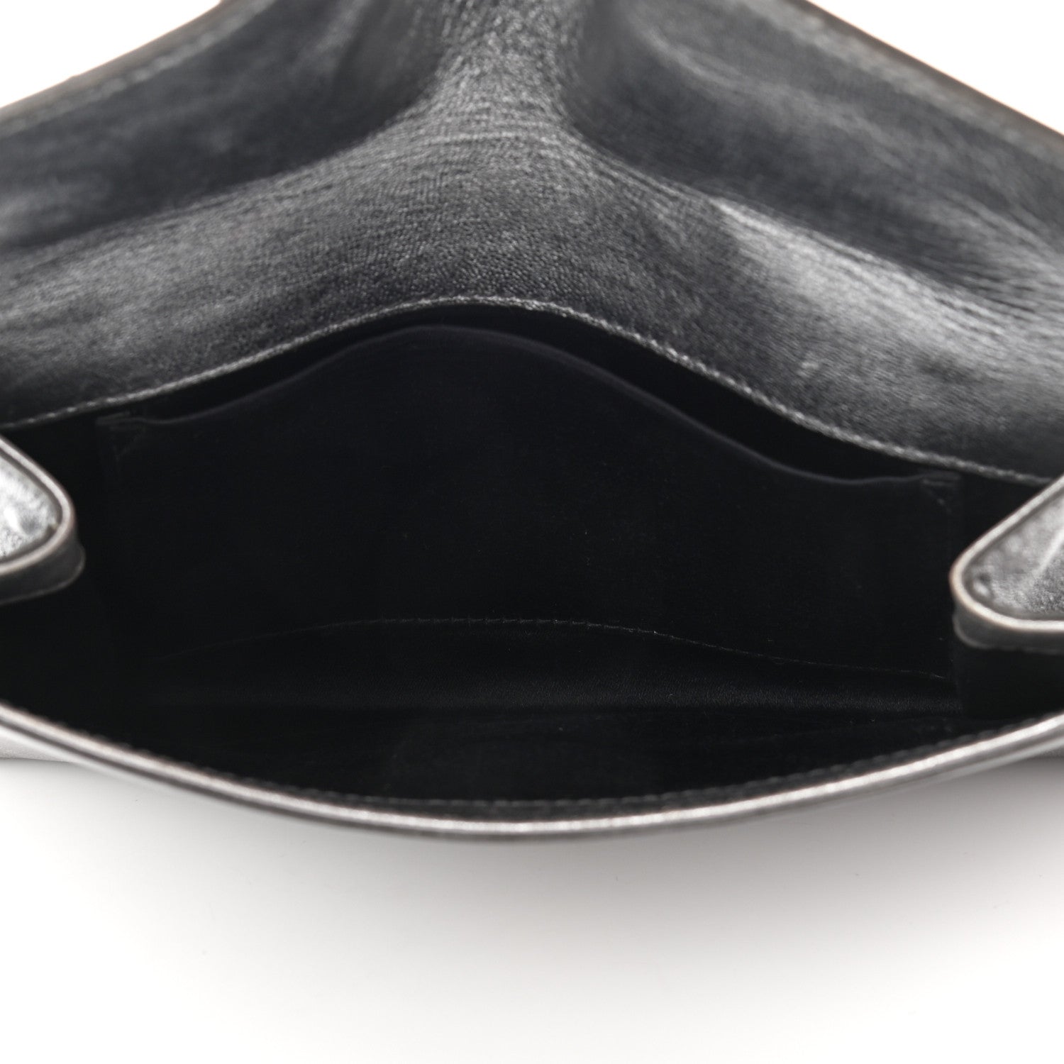 Saint Laurent Metallic Calfskin Y-Mail Clutch Silver 5 of 11