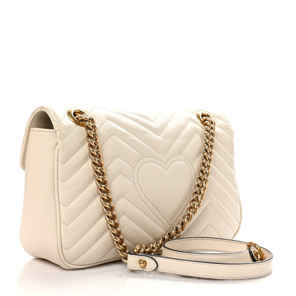 Gucci Calfskin Matelasse Small GG Marmont Shoulder Bag White 3 of 10