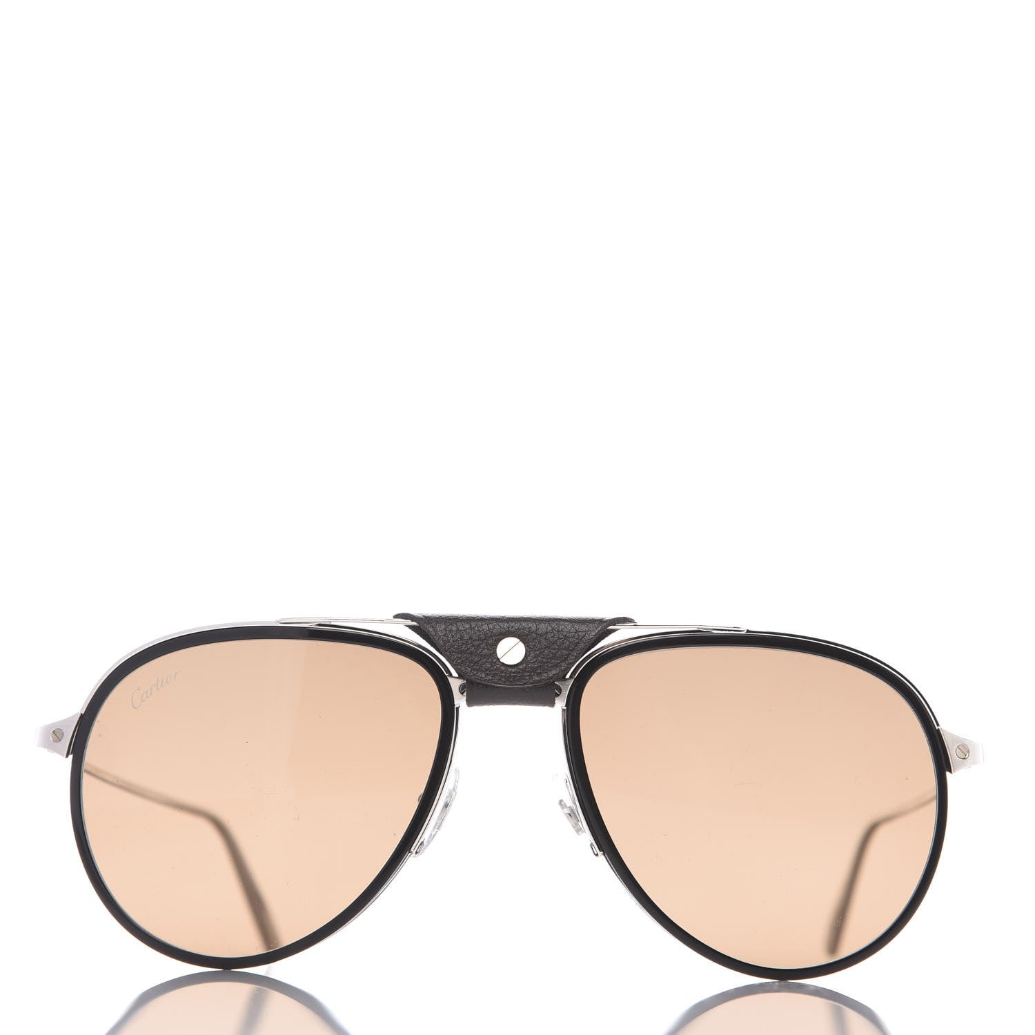 Cartier Black Horn Carbon Santos De Aviator Sunglasses Brown 3 of 7