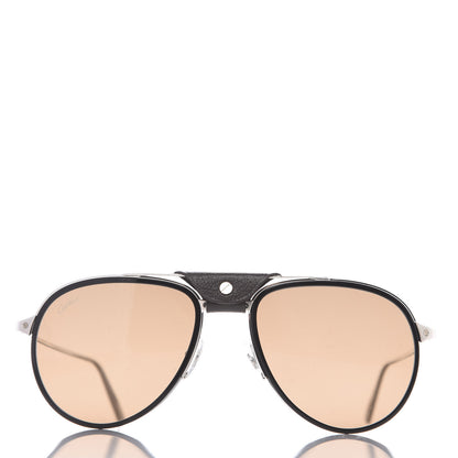 Cartier Black Horn Carbon Santos De Aviator Sunglasses Brown 3 of 7