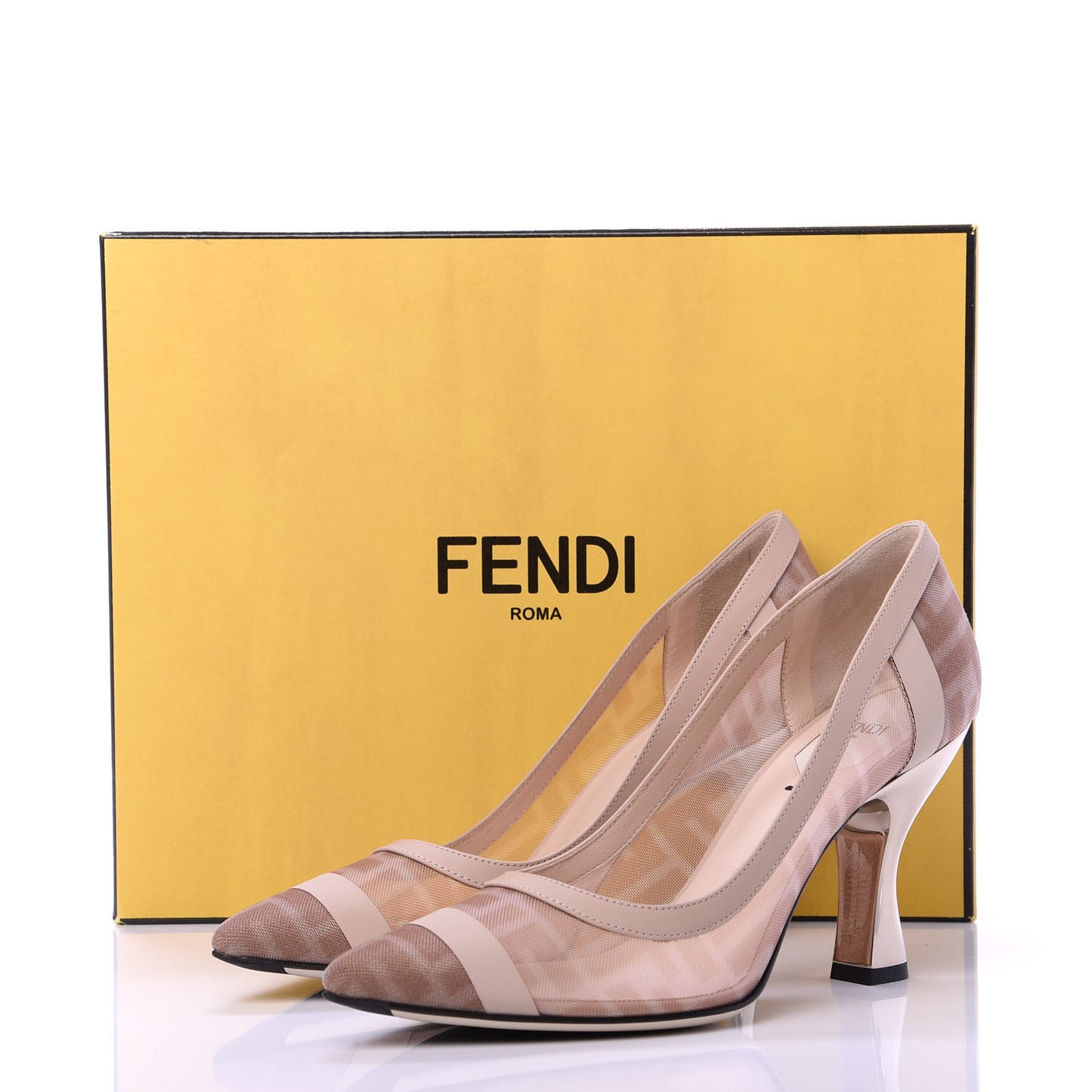 Technical Mesh Vitello Gommato FF Colibri 85mm Pumps 38 Rose Nudo