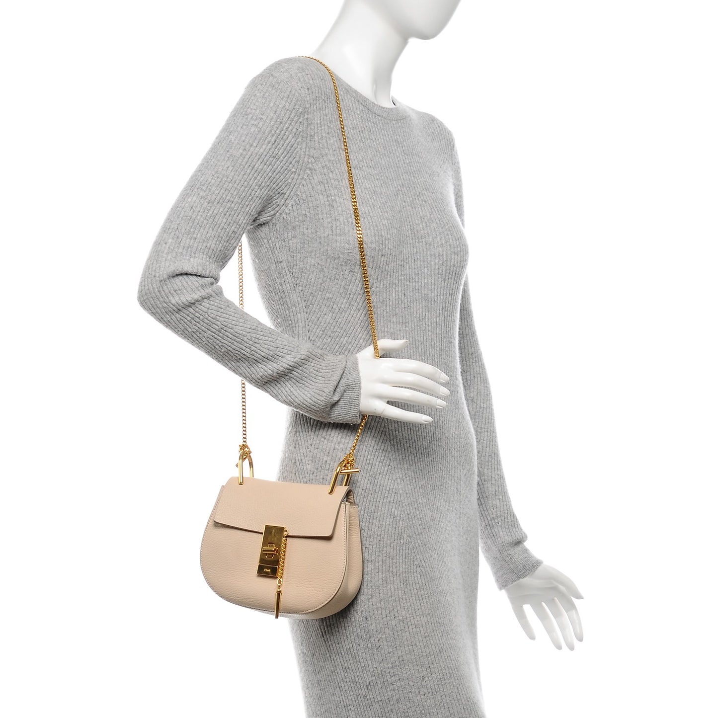 Grained Lambskin Mini Drew Shoulder Bag Abstract White