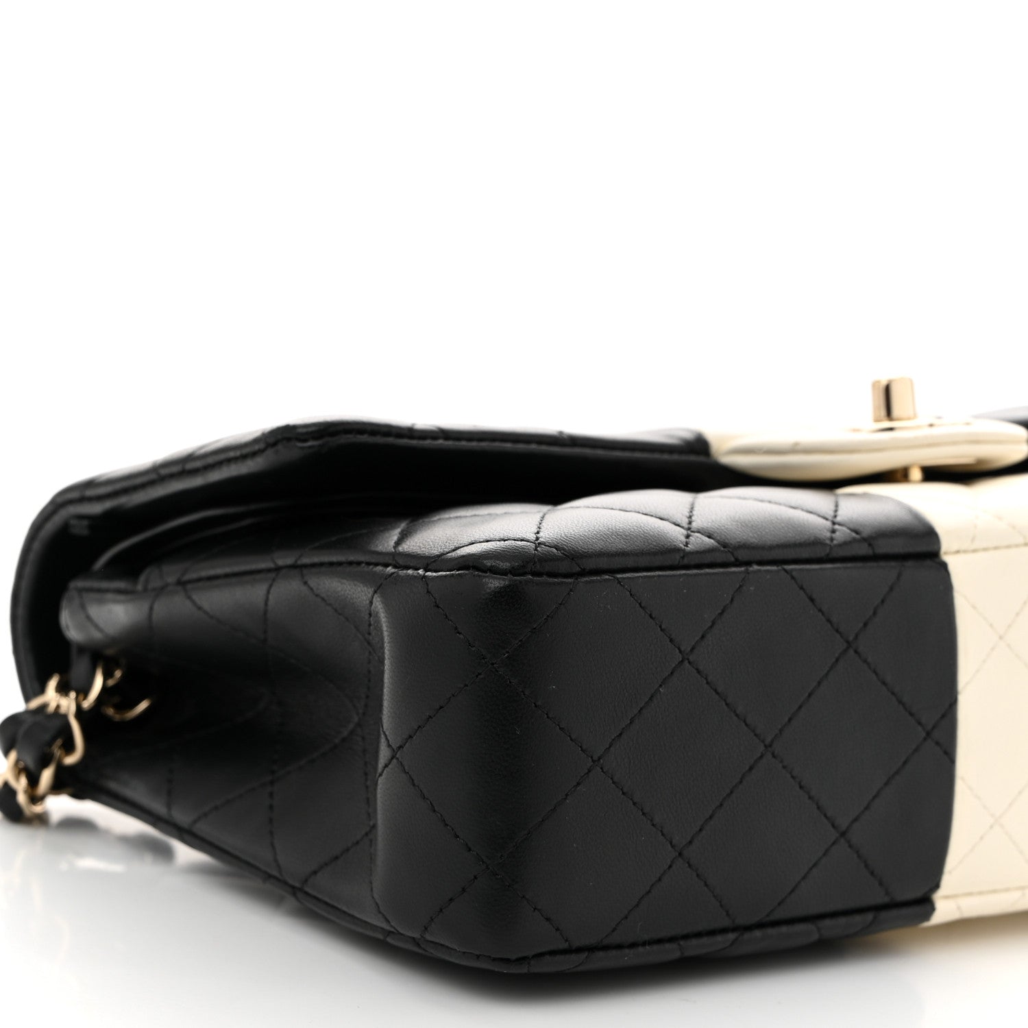 Chanel Lambskin Quilted Medium Double Flap Black White 8 of 10