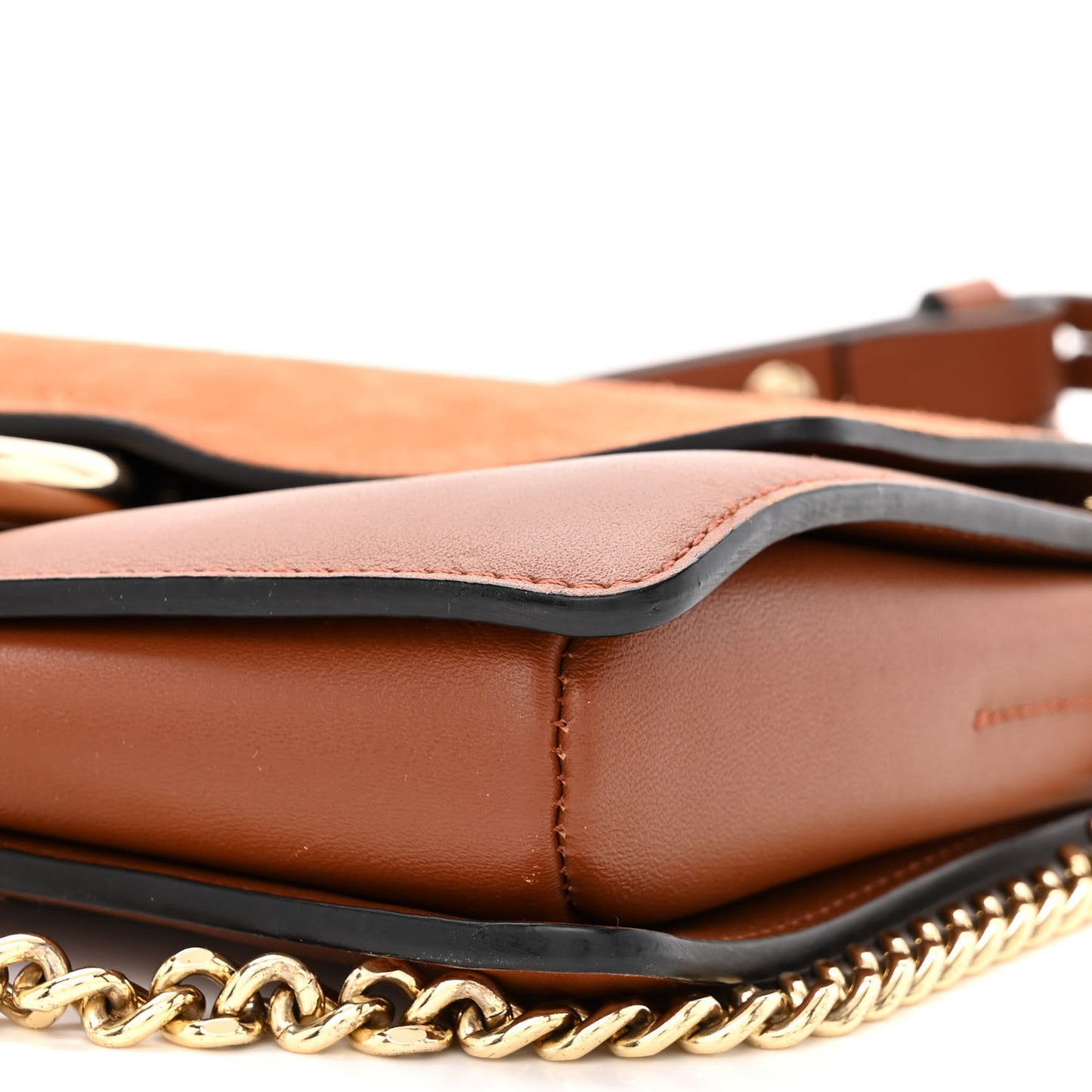 Suede Calfskin Small Faye Shoulder Bag Tobacco