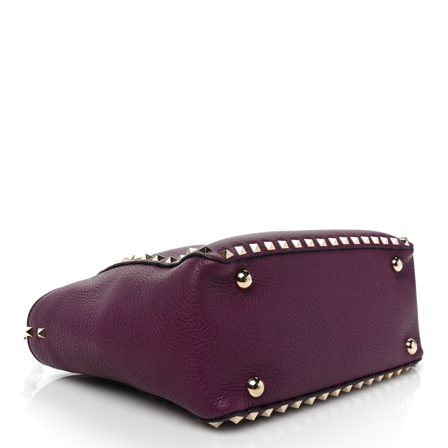 Pebbled Calfskin Small Rockstud Tote Grape