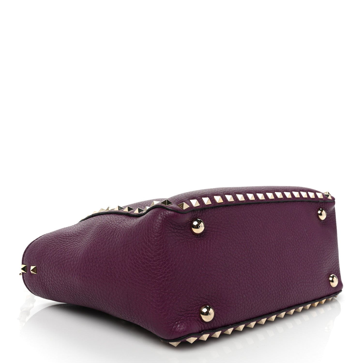 Valentino Garavani Pebbled Calfskin Small Rockstud Tote Grape 4 of 8