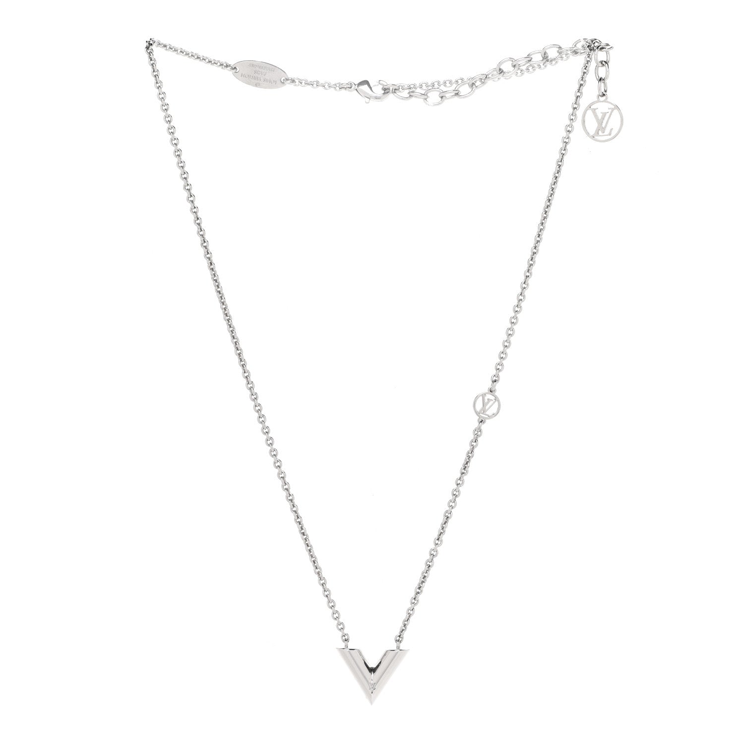 Louis Vuitton Metal Essential V Supple Necklace Silver 3 of 7