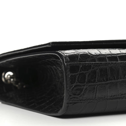 Saint Laurent Calfskin Crocodile Embossed Medium Classic Monogram Kate Tassel Satchel Black 8 of 10