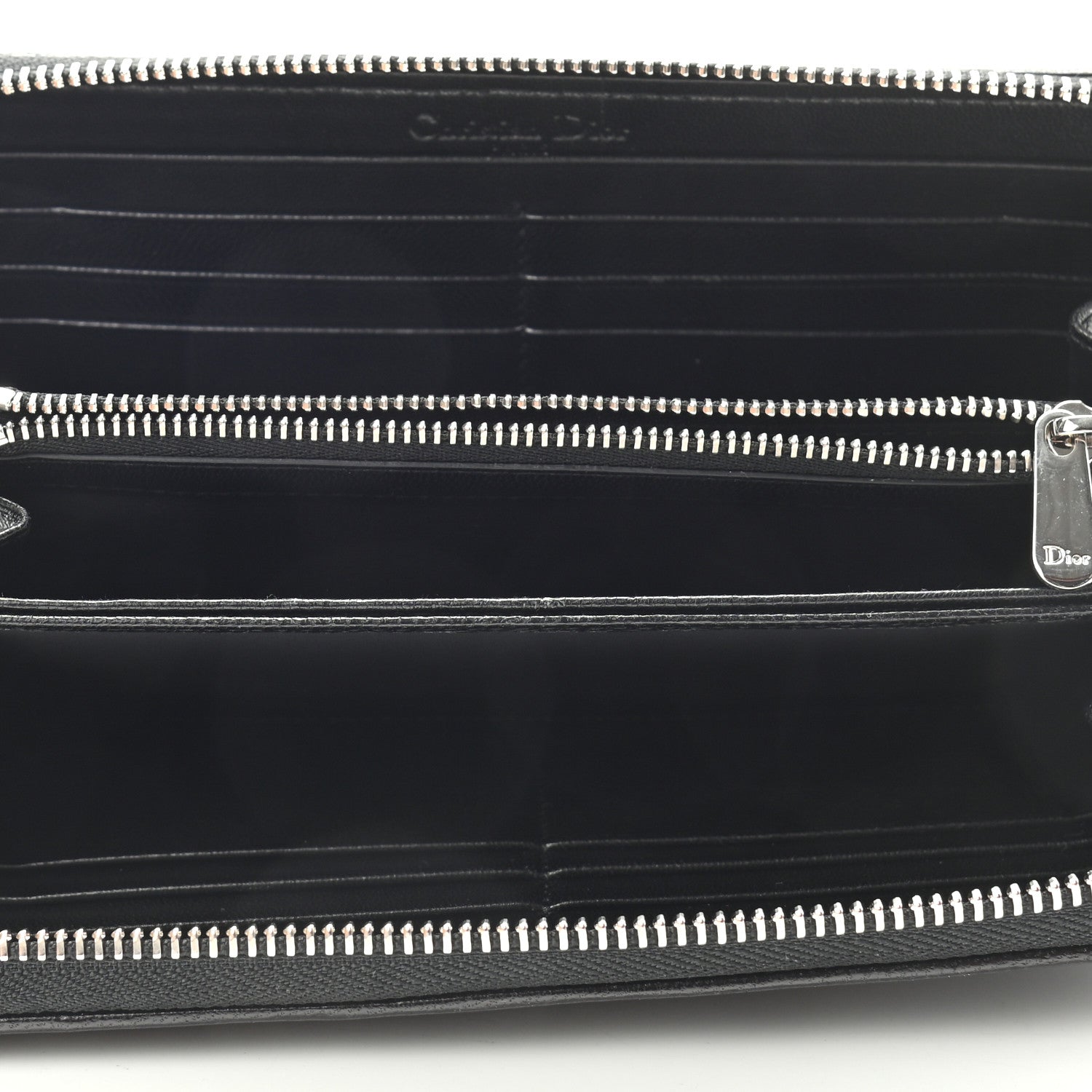 Christian Dior Lambskin Cannage Lady Dior Zip Wallet Black 5 of 7