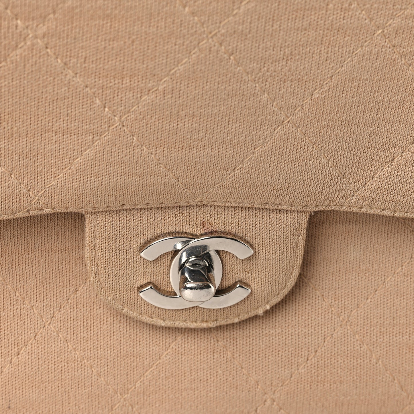 Jersey Quilted Medium Single Flap Beige
