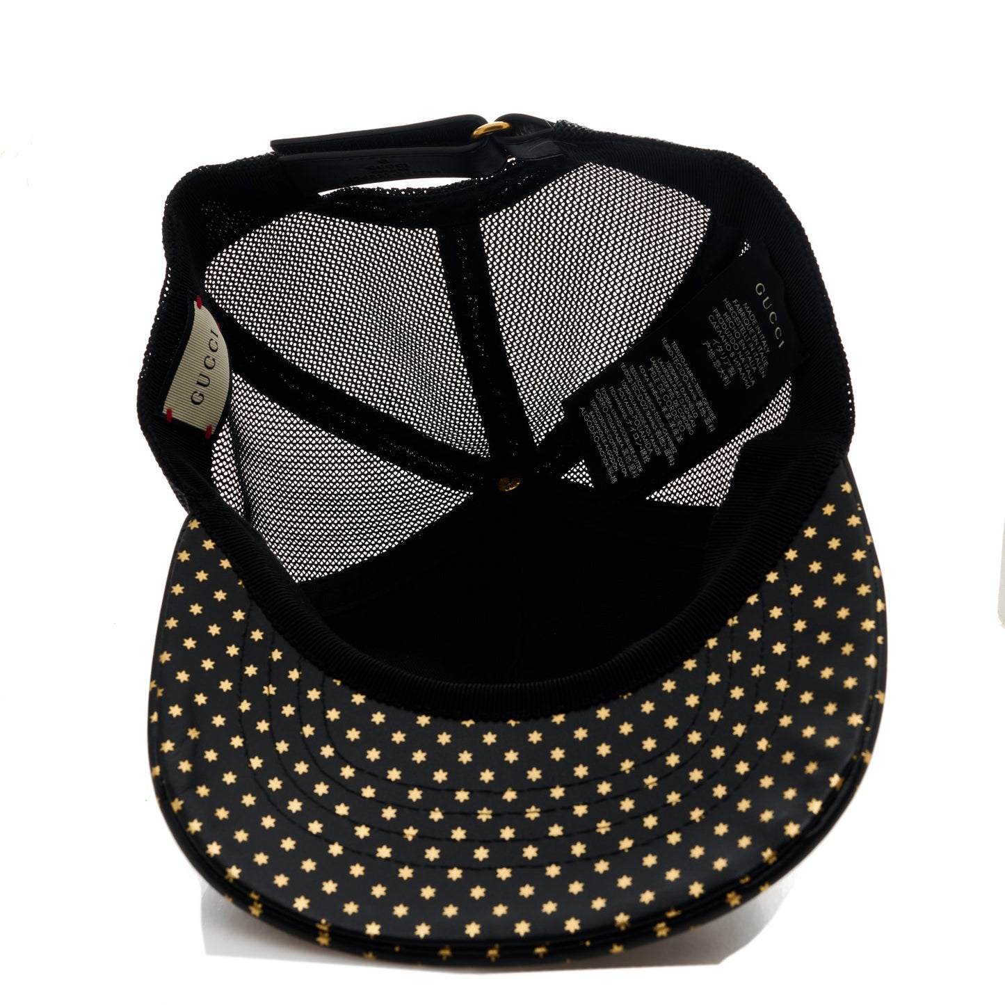 X SEGA Calfskin GUCCY Stars Baseball Hat M Black Gold
