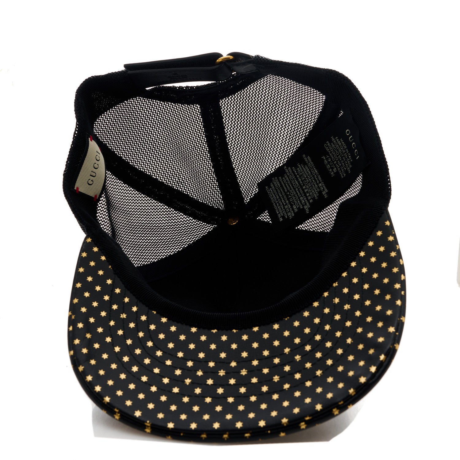 Gucci X SEGA Calfskin GUCCY Stars Baseball Hat M Black Gold 7 of 9