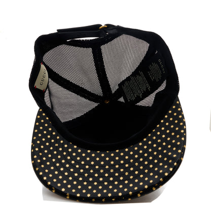 Gucci X SEGA Calfskin GUCCY Stars Baseball Hat M Black Gold 7 of 9