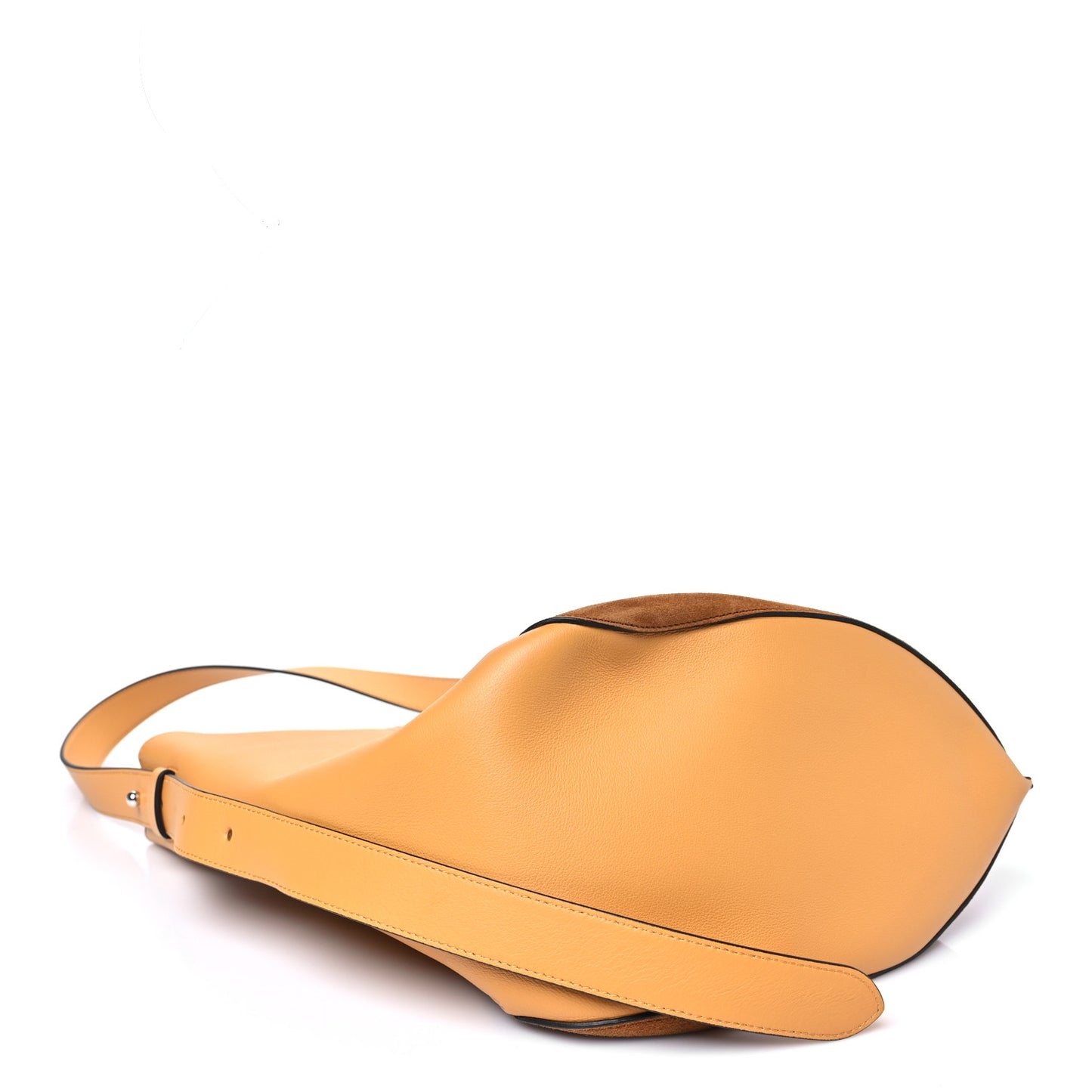 Suede Calfskin Hook Bag Brown Yellow
