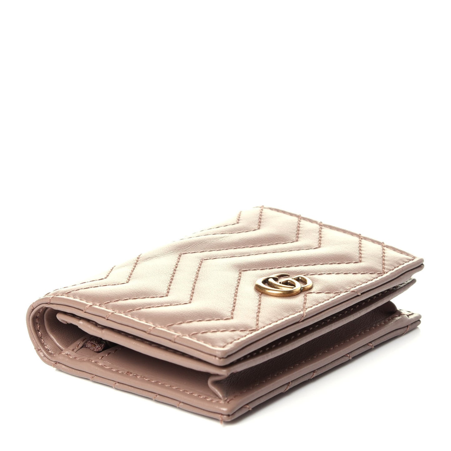 Calfskin Matelasse GG Marmont Card Case Wallet Porcelain Rose